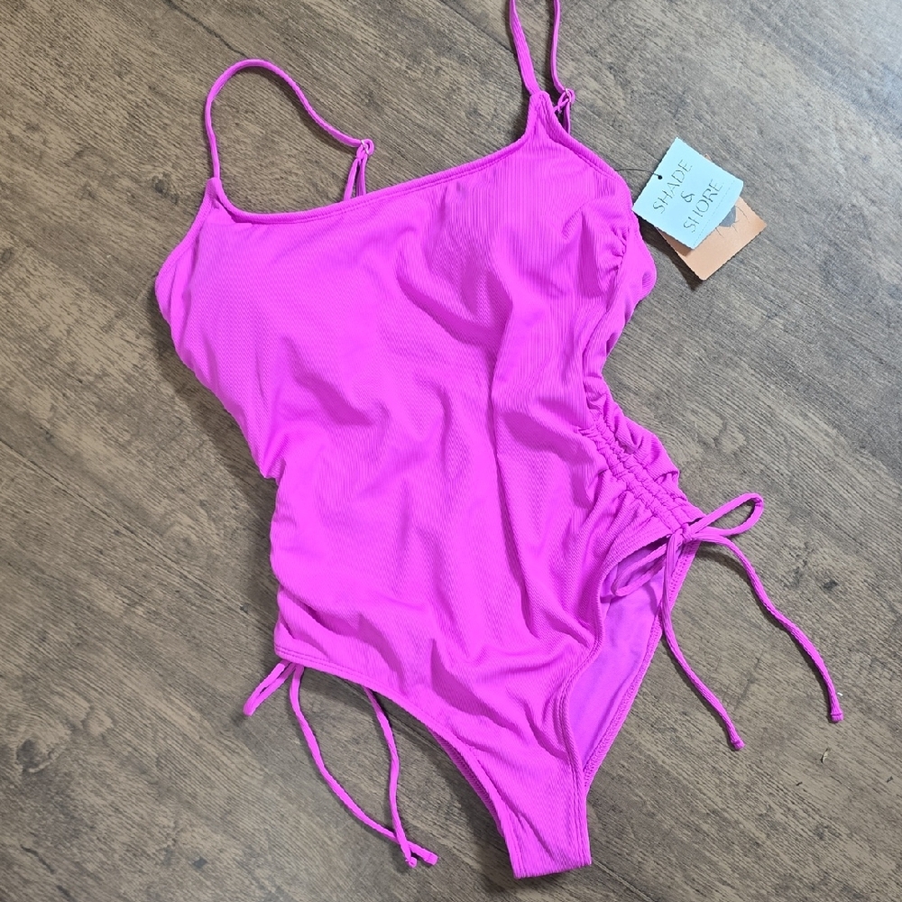 SHADE & SHORE Women's Hot Pink One Piece Swimsuit NEW